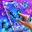 Blue glitz butterfly wallpaper